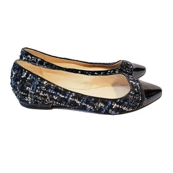 Nine West Womens Flats Slip On Size 6M Shoes Patent Tweed Sparkle Dress Shoe