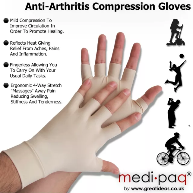 Compression Gloves x2 Anti Arthritis Fingerless Pain Support Relief Hand Joints 2