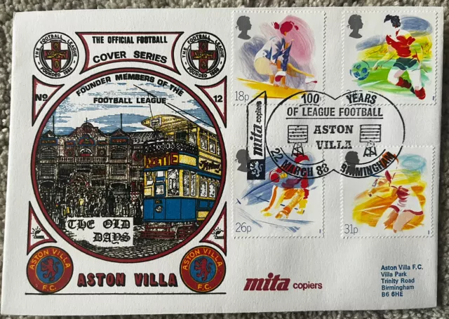 Aston Villa 100 Years Of League Football 22nd March 1988 Dawn First Day Cover