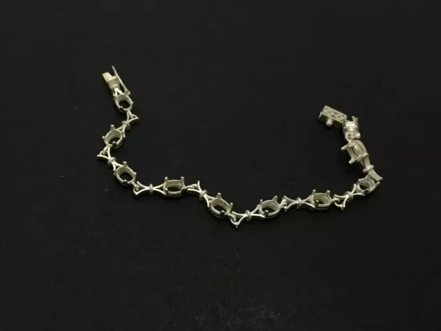 Pulsera de Plata 5x7 MM Ovalado Semi Soporte Montura Delicado Diminuto