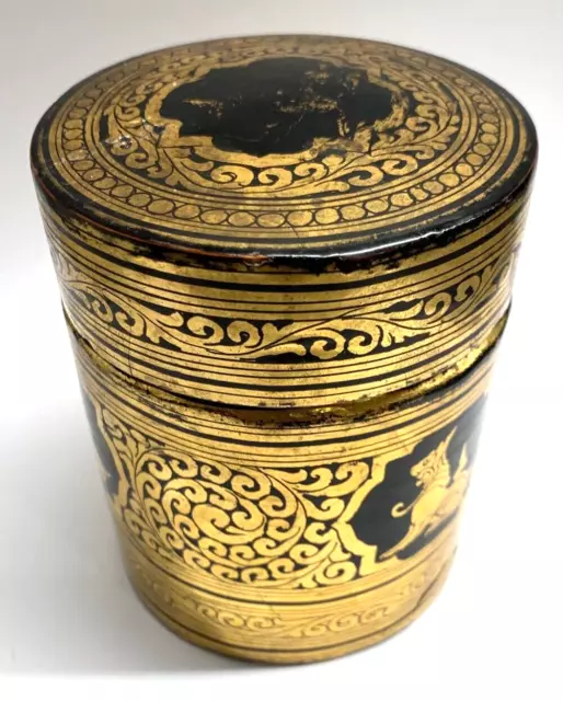 Antique Burmese Gold Leaf Lacquerware Betel Box 2