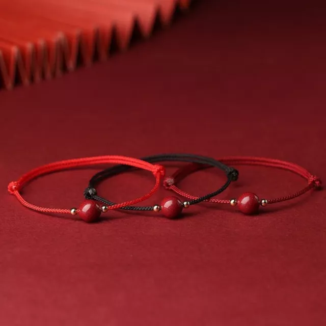 Red Cinnabar Bead Handmade Red Rope Bangle Women Men Lucky Bracelet Adjustabl Le