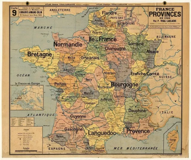 Carte France Vidal Lablache Indochine Algérie Maroc Tunisie Paris Ecole Lorraine