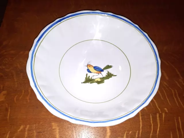 Deruta Italy Majolica Pottery 11-7/8" Scalloped-Edged Serving Bowl, Uccello