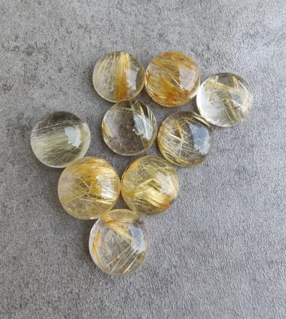 Natural Golden Rutile Round Shape Cabochon Calibrated AAA+ Wholesale Gemstones