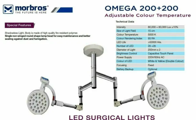 LED SURGICAL LIGHT LED Operation theater Light Double Arm OR Head Operating Lamp