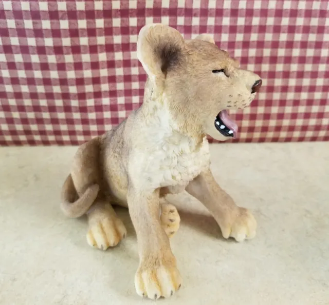 Lion Cub Yawning Figurine Figure
