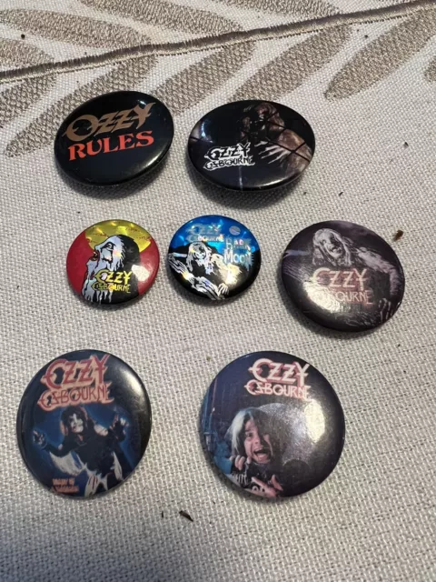 Vintage Ozzy Osbourne Buttons Black Sabbath Heavy metal