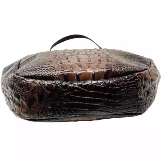 Brahmin Anne Melbourne chocolate croc embossed leather hobo shoulder bag 3