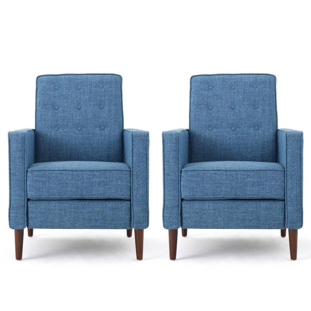 Noble House Recliners 38" x 27.25" Modern Muted Polyester Club Chair (Set of 2)