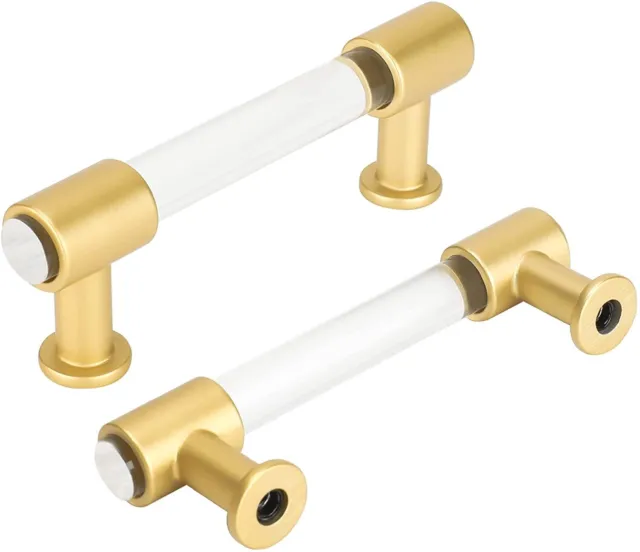 Acrylic Cabinet Pulls Brushed Brass Drawer Pulls Gold Kitchen Cabinet Handles