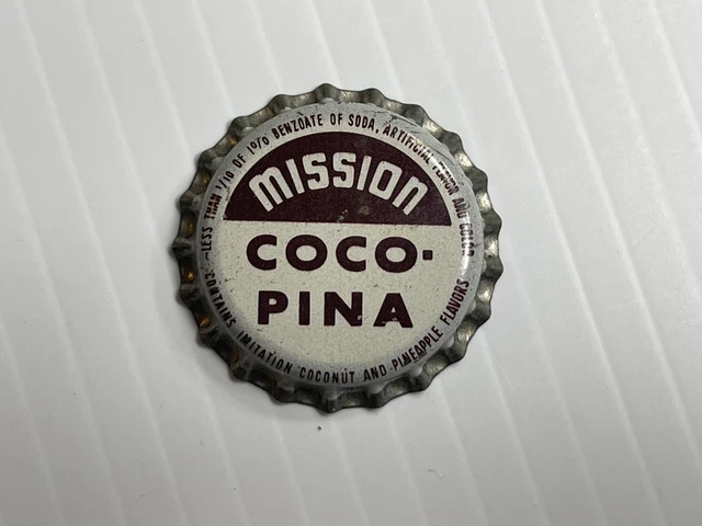 Vintage Mission CoCo Pina Soda Bottle Cap - *Cork Back* (Brown / White)