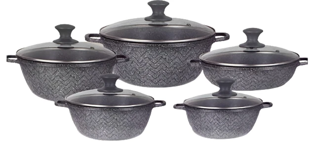 5 Auflauf Geschirrtopf Set mit Deckel Stock Topf Antihaftbeschichtet Induktion Kochfeld Pfanne Keramik