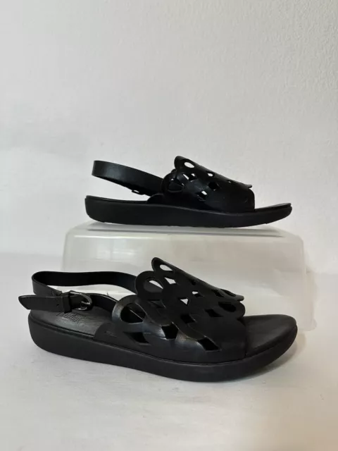 FitFlop Black Sandal Cut Out Detail Wedge Womens Size 9 EU 41