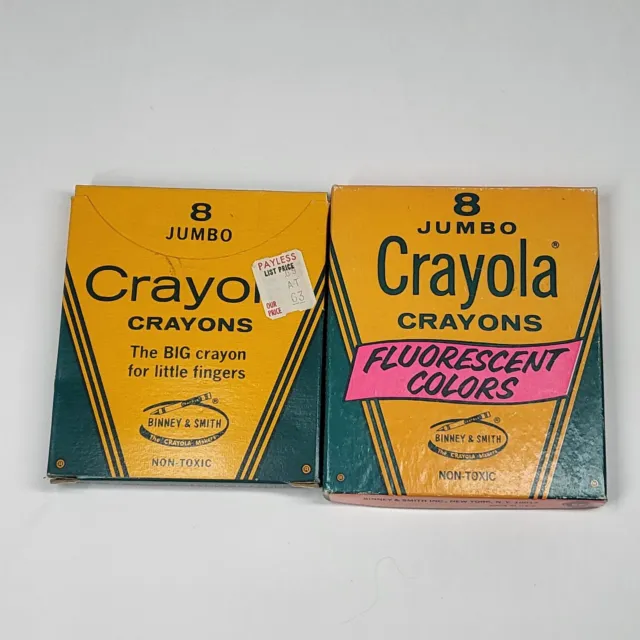 Vintage Binney & Smith Crayola Fluorescent Crayons 8 in Box Lightly Used