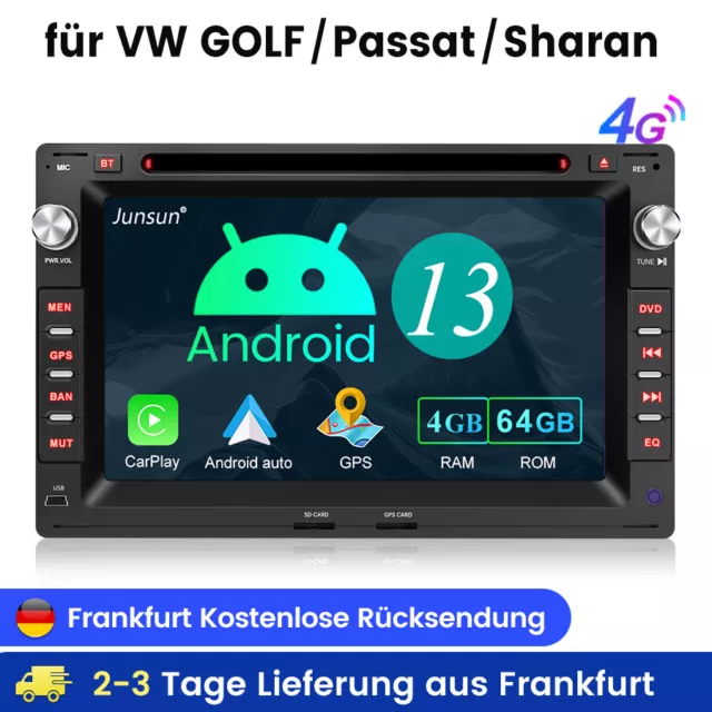 CarPlay Android 13 Autoradio Für VW Polo 9N Golf 4 Passat B5 T5 GPS Navi DVD CD