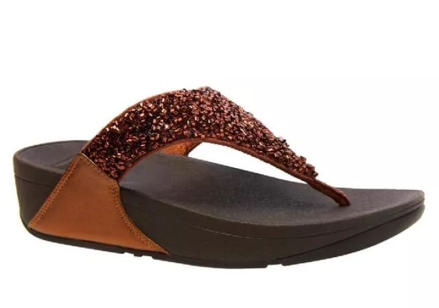 FitFlop Lulu Shimmer Foil Toe-Post Sandal-Bronze-Size US 10-EU 42-NEW In BOX