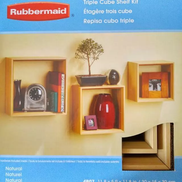 Rubbermaid Triple Cube Shelf Kit Floating Living BedRoom Family Bath Kitchen