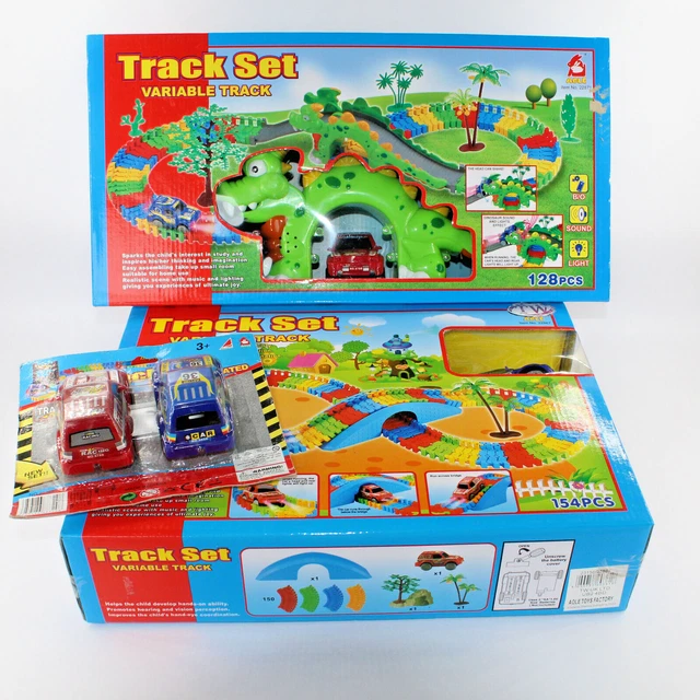 TRAIN TRACK SET Cars Dinosaur Job Lot Boys & Girls Playset with glowing