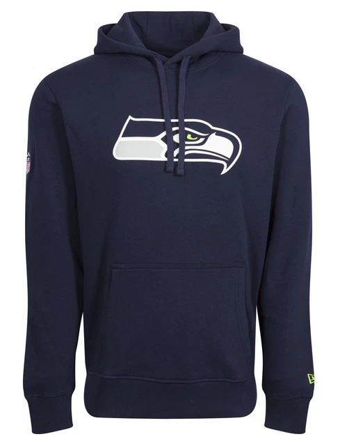 New Era Uomo Felpa con Cappuccio NFL Seattle Seahawks Logo Blu Marino