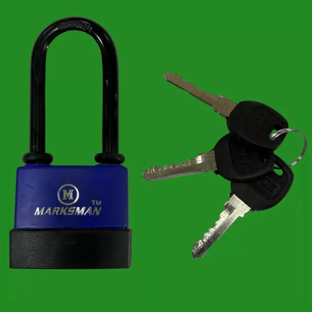 55mm Waterproof Long Shackle Heavy Duty Security Padlock, Weatherproof, 3 keys