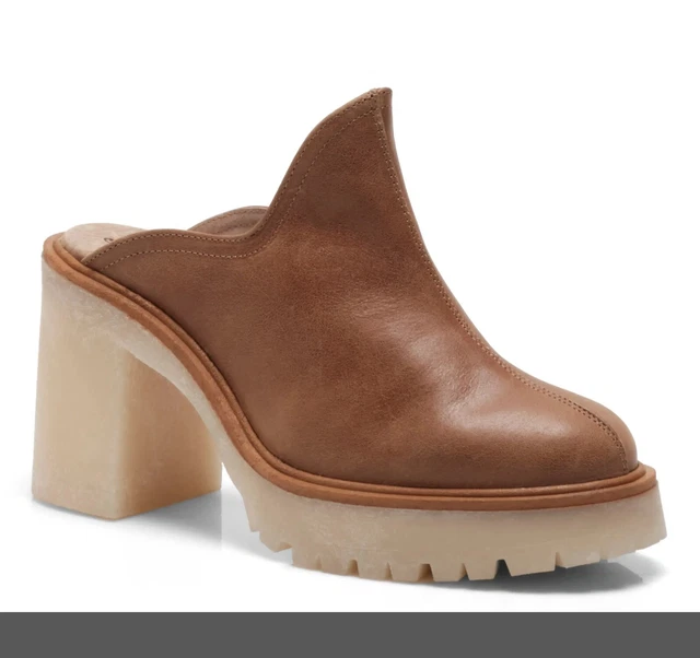 Free People James Cozy Mule Womens Leather Clog Shoes Sandal Tan EU 38.5, US 8.5