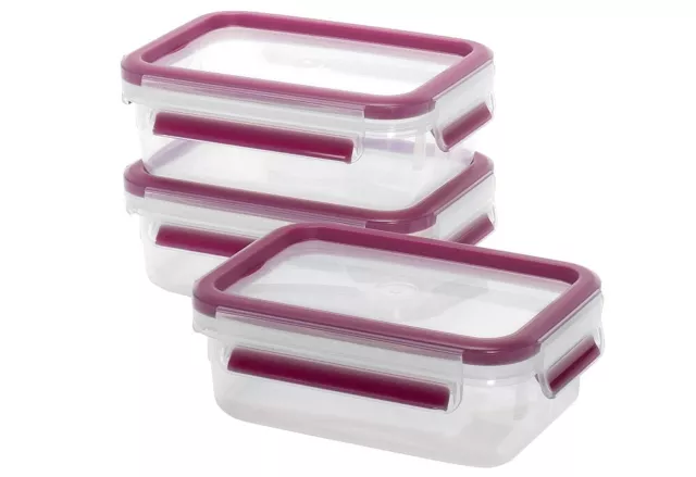 EMSA HAUSRAT Frischhaltedose Clip & Close 0,55l 3er Set himbeer