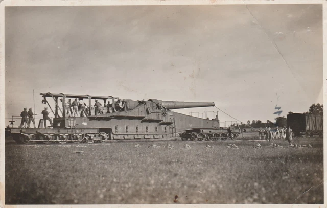 CPA 51 carte Photo  MOURMELON CAMP de CHALONS Gros Canon sur un train