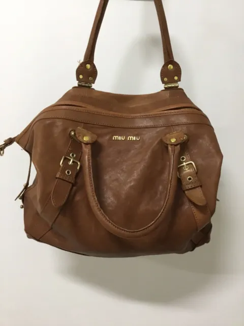 Miu Miu Gorgeous Brown Leather Designer Handbag Bag