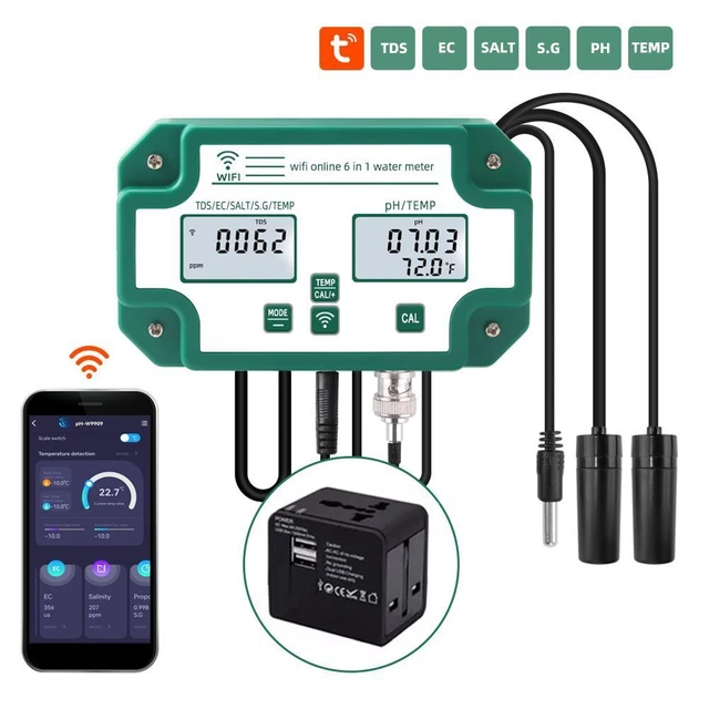 Smart Water Quality Control Meter PH TDS Salinity Temp WIFI APP Aquarium Tester