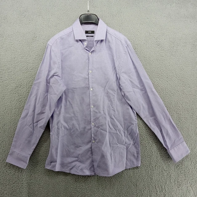 Hugo Boss Shirt Mens 16.5 34/35 Purple Sharp Fit Button Up Oxford Cutaway