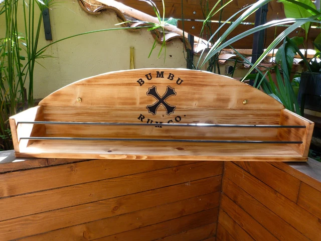 Étagère Murale En Bois Massif Et Métal – Design Tropical, Rhum Damoiseau, Guadeloupe, Neuve