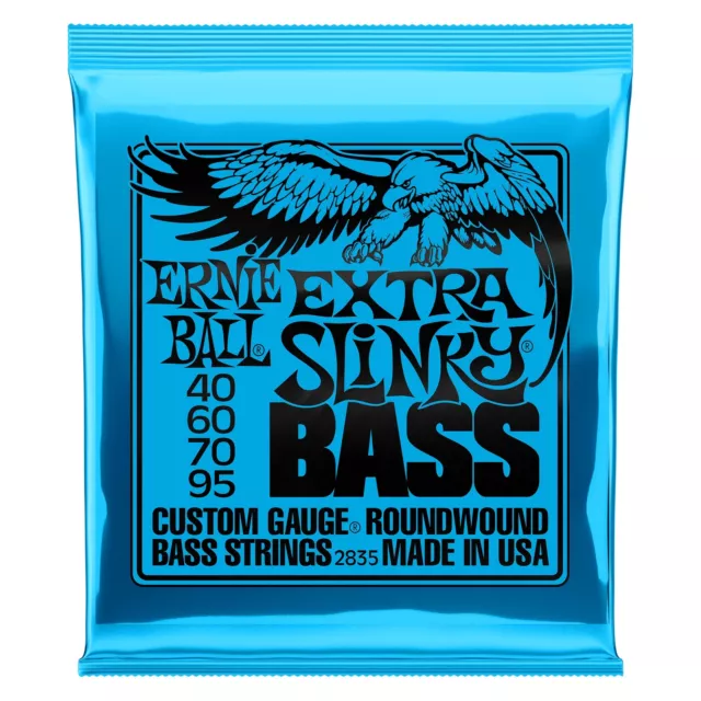 Ernie Ball 2835 Extra Slinky Nickel Wound Electric Bass Strings, (40-95 Gauge)