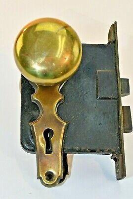 Antique Brass Knob Victorian Door Knob Lock Assembly  Architectural Salvage