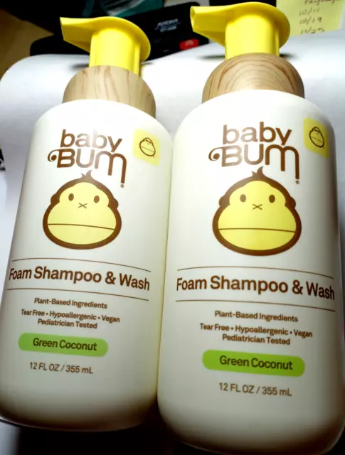 Baby Bum Foam Shampoo & Wash Green Coconut *2 Pack* Brand New