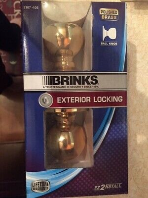Brinks Exterior Locking Ball Knob - Polished Brass - Lifetime Warranty