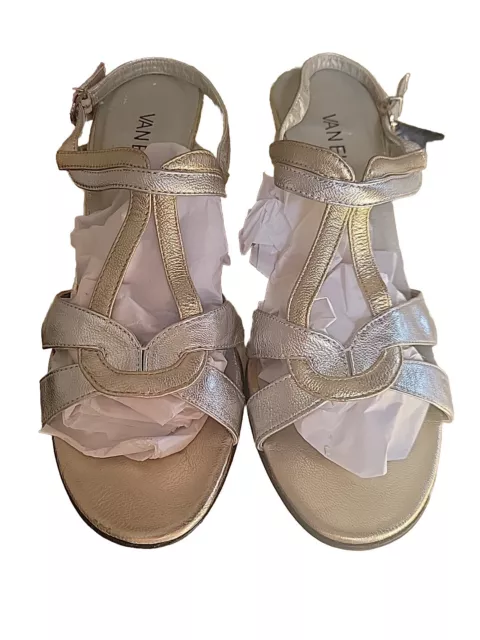 vaneli women gold silver sandals size 10