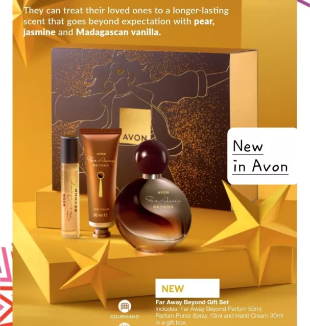 Avon Far Away Beyond Perfume Gift Set 3 Piece EDP 50ml+Purse Spray +Hand Cream.