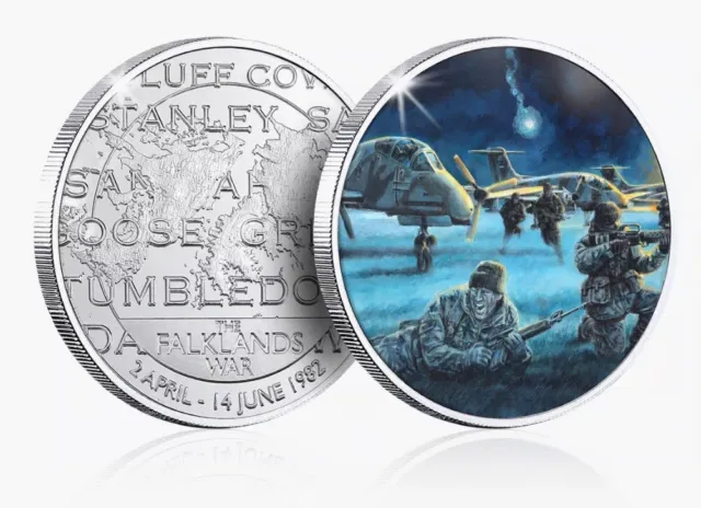 The Falklands War Collection Collectable Silver Coin - Pebble Beach