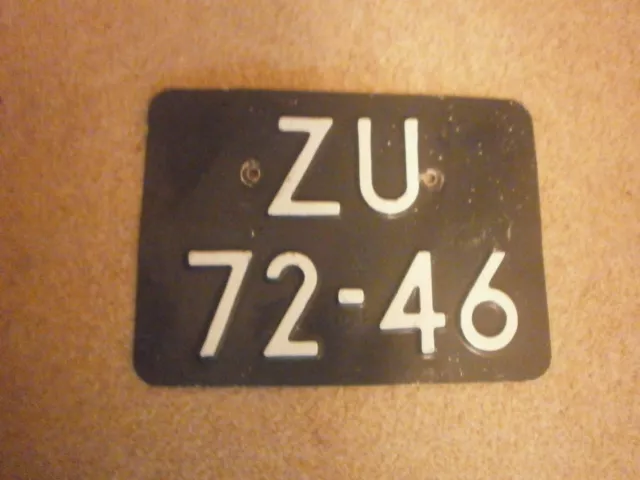 NETHERLANDS NON-EUROSTARS MOTORCYCLE 1960s OLDER # ZU 72-46 RARE LICENSE PLATE