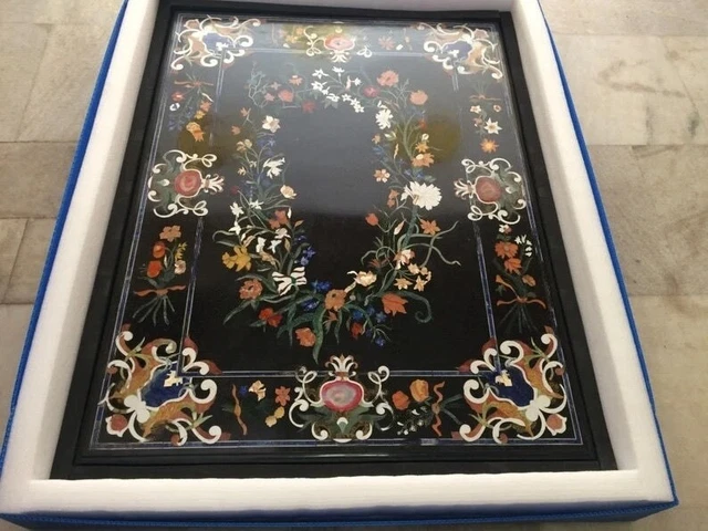 Handmade Black  Marble Dinning Inlay Table Top, Coffee Table, Kitchen Table Top