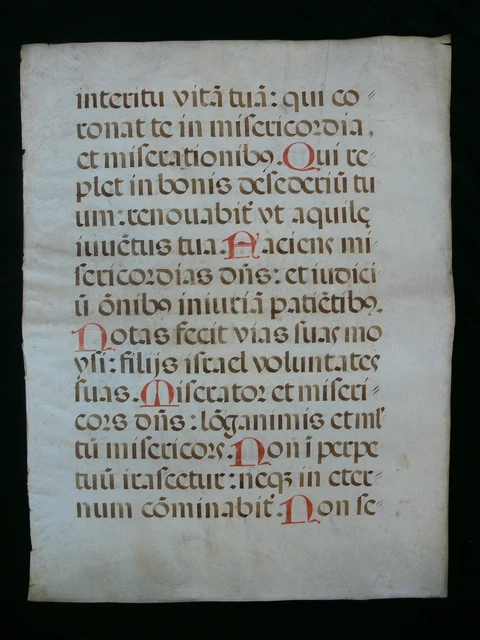 c.1500 Large Folio Illuminated Psalter Leaf on Vellum - Probably  Italian