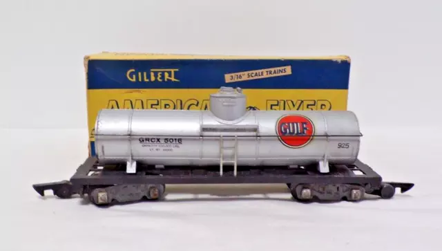 1950's Gilbert American Flyer GULF TANK CAR With Box #625G - 3/16" Scale Trains