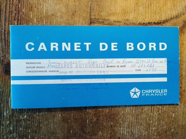 ANCIEN CARNET D'ENTRETIEN carnet de bord - SIMCA Chrysler - St