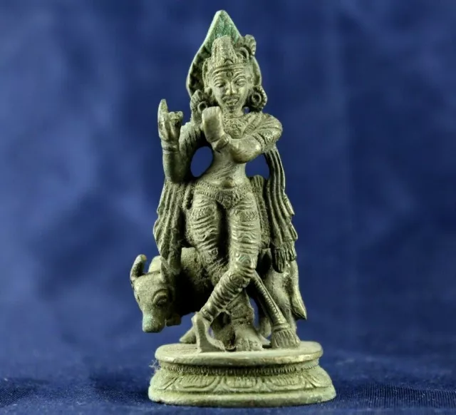 Rare Antique Brass Statue: Hindu God Shree Krishna, Old Indian Handmade Figure