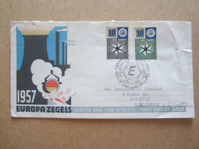 First Day Cover - Netherlands 1957 - Europa stamps - SG855/6 (NZ)