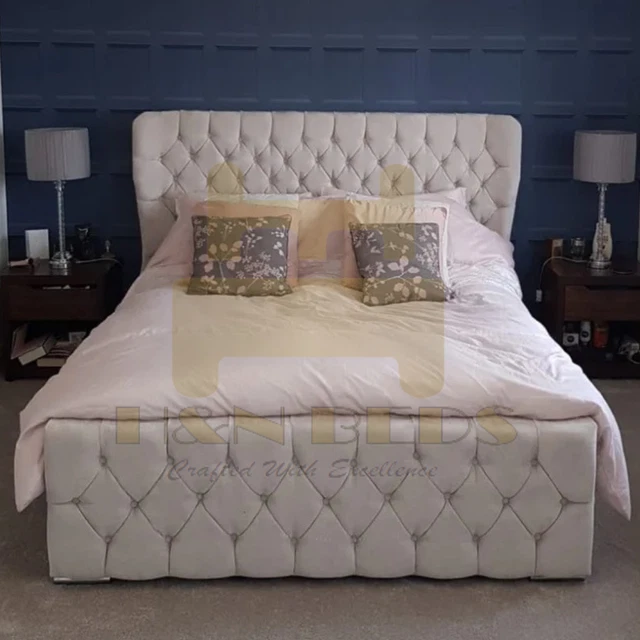 OTTOMAN WINGED BACK Chesterfield Upholstered Bed Frame +Pocket Sprung