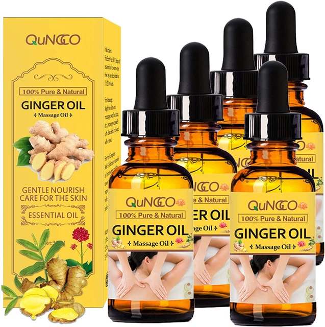 5 Pack Ginger Massage Essential Oil for Lymphatic Drainage,Natural Drainage Ging
