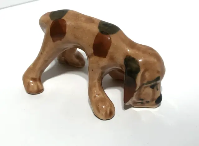 Vintage Grindley  Ohio Pottery Sniffing Hound DOG Figurine Brown Tan Puppy
