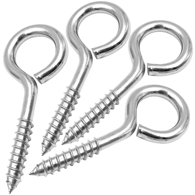 A2 Stainless Steel Light & Heavy Duty Screw Eyes & Hooks With Metric Wood Thread